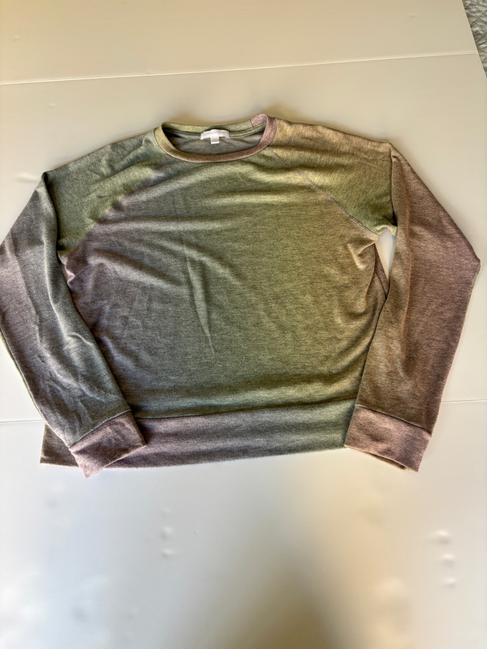 Beyond Yoga Sage Green Mauve Colorblock Crewneck Pullover - Small